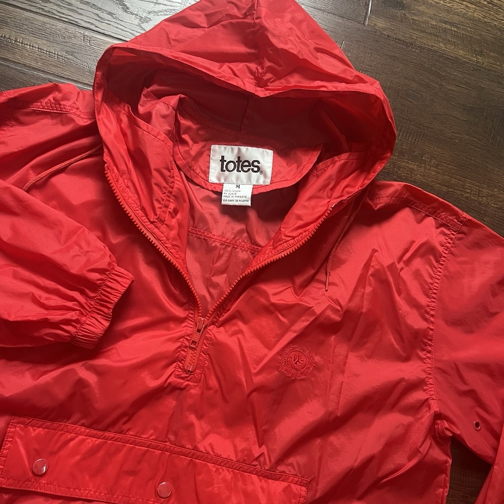 vintage 90s Totes Red windbreaker jacket In A Bag Med Womens Mens Y2K 1/2 Zip - Picture 3 of 11